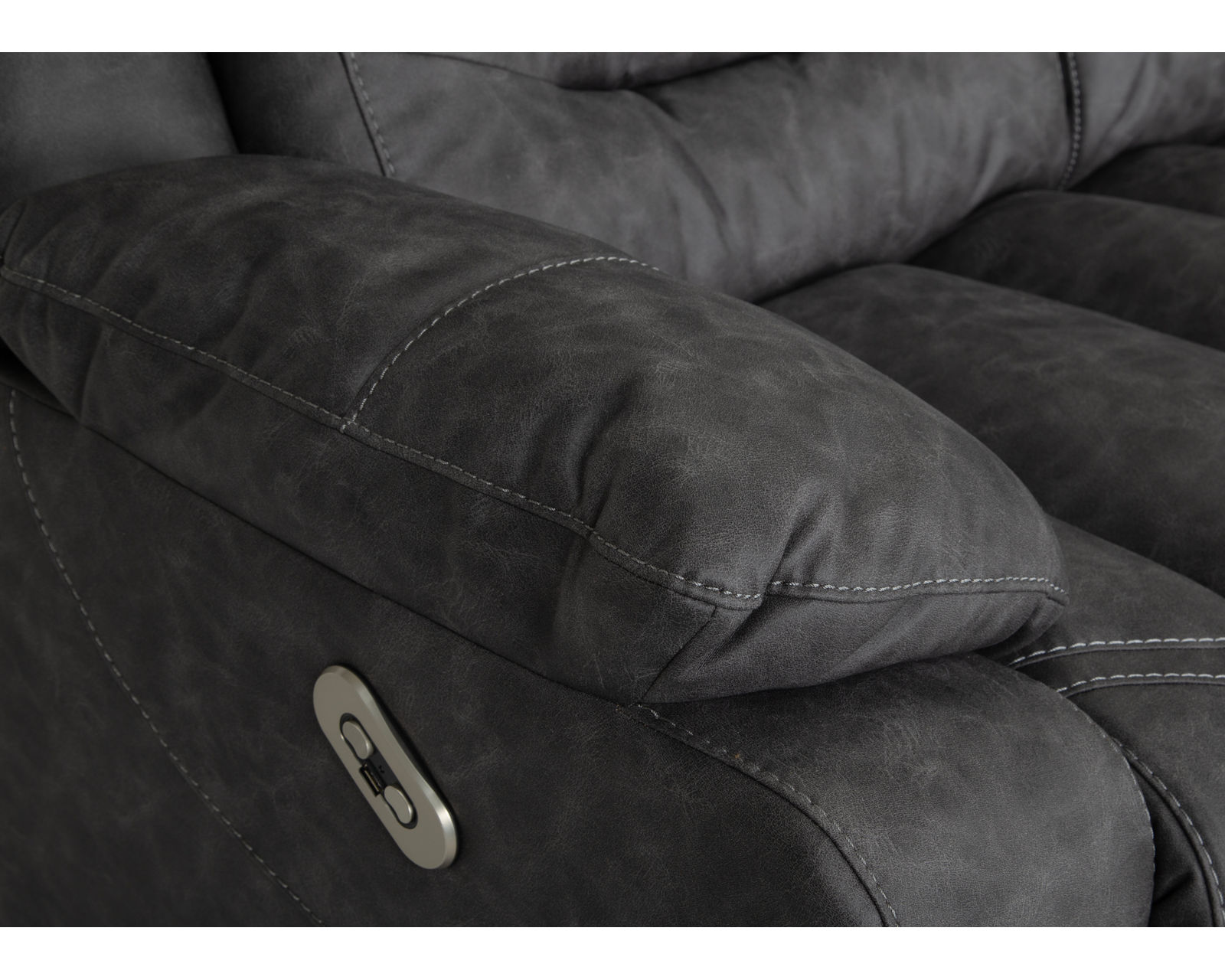 Decker 91.5" Reclining Sofa Slate (Best-Selling Comfort. Built for Real Life.) - Shown in A Durable Leather Like Fabric Color Slate