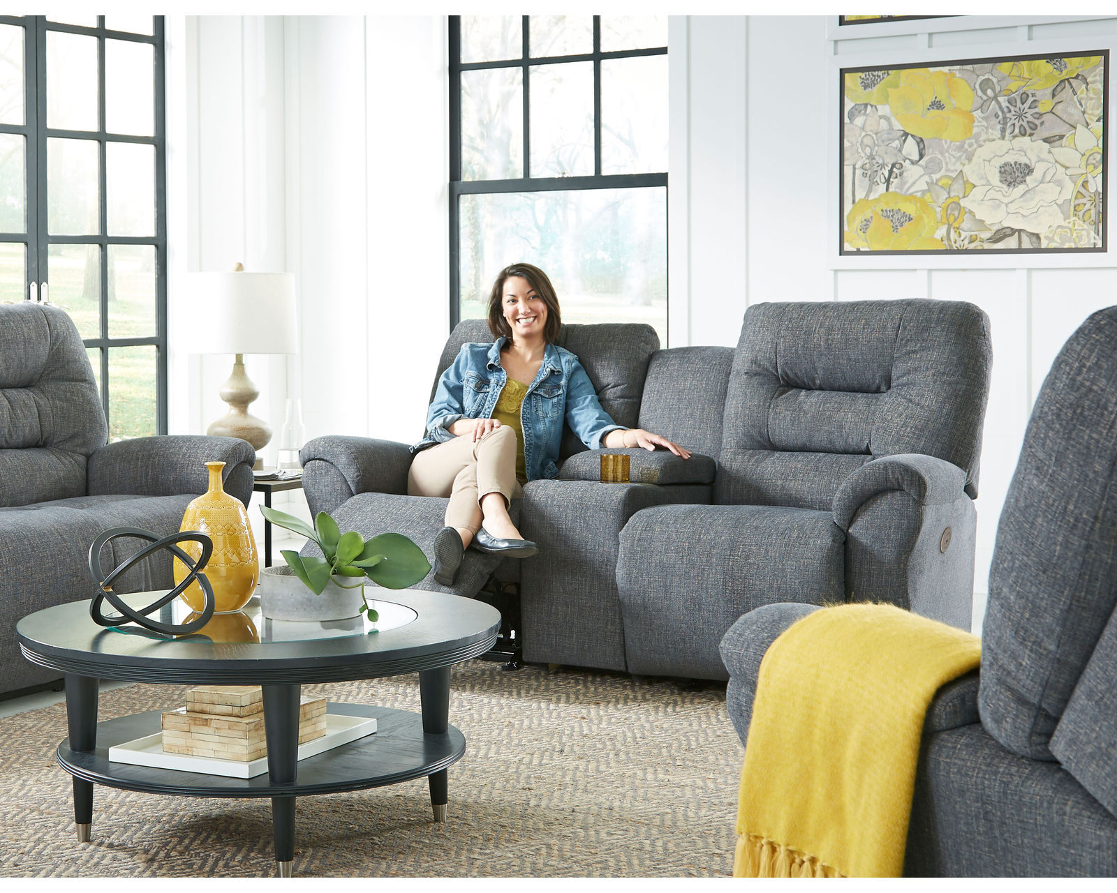 Unity Double Reclining Sofa (+100 fabrics) 85" - Unity Console Reclining Loveseat - Rocking Reclining Console Loveseat Available