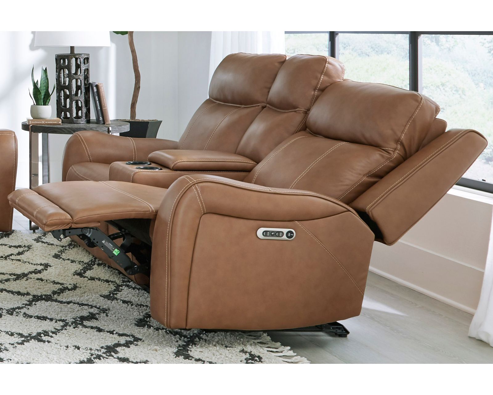 Haywood 86" Power Headrest Power Reclining Leather Sofa (In stock - Fast shipping) - Haywood Power Headrest Power Reclining Console Loveseat