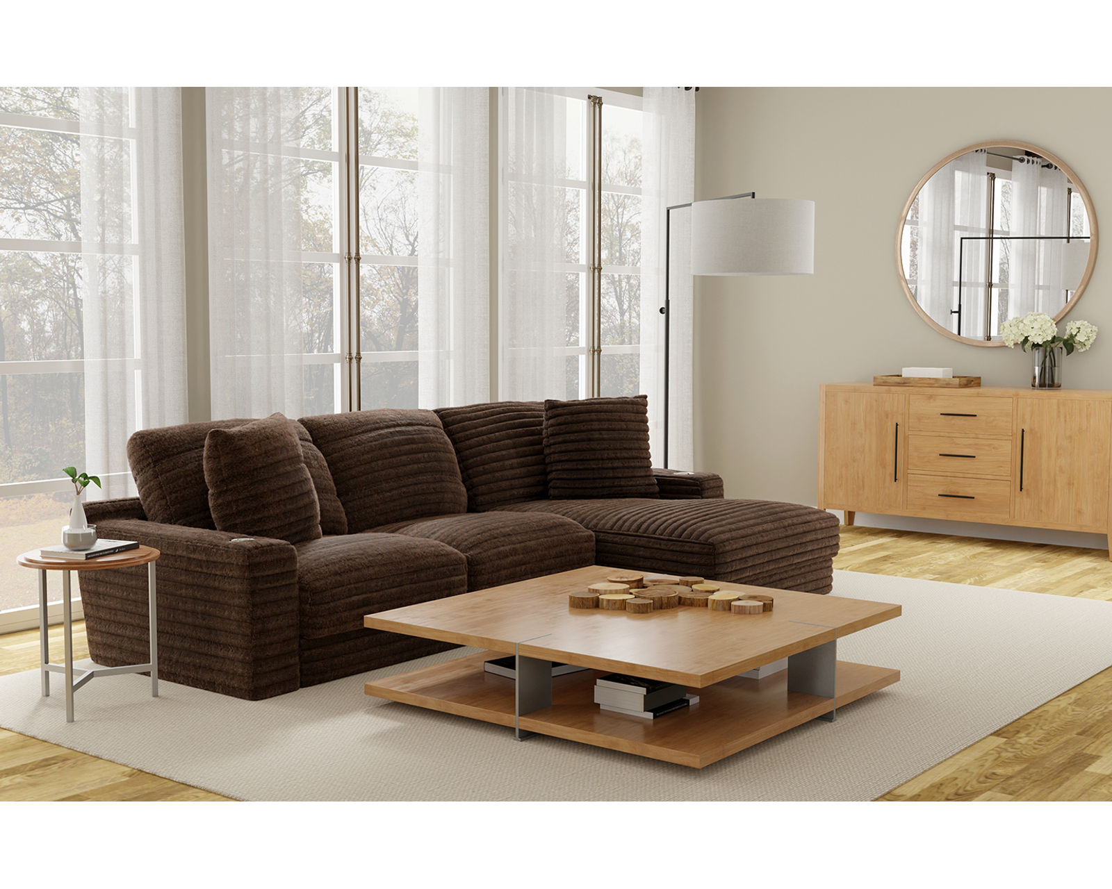 Comfrey 123" Sofa Chaise Sectional (3 colors) includes pillows - Crafted for Comfort. Engineered for Durability.
