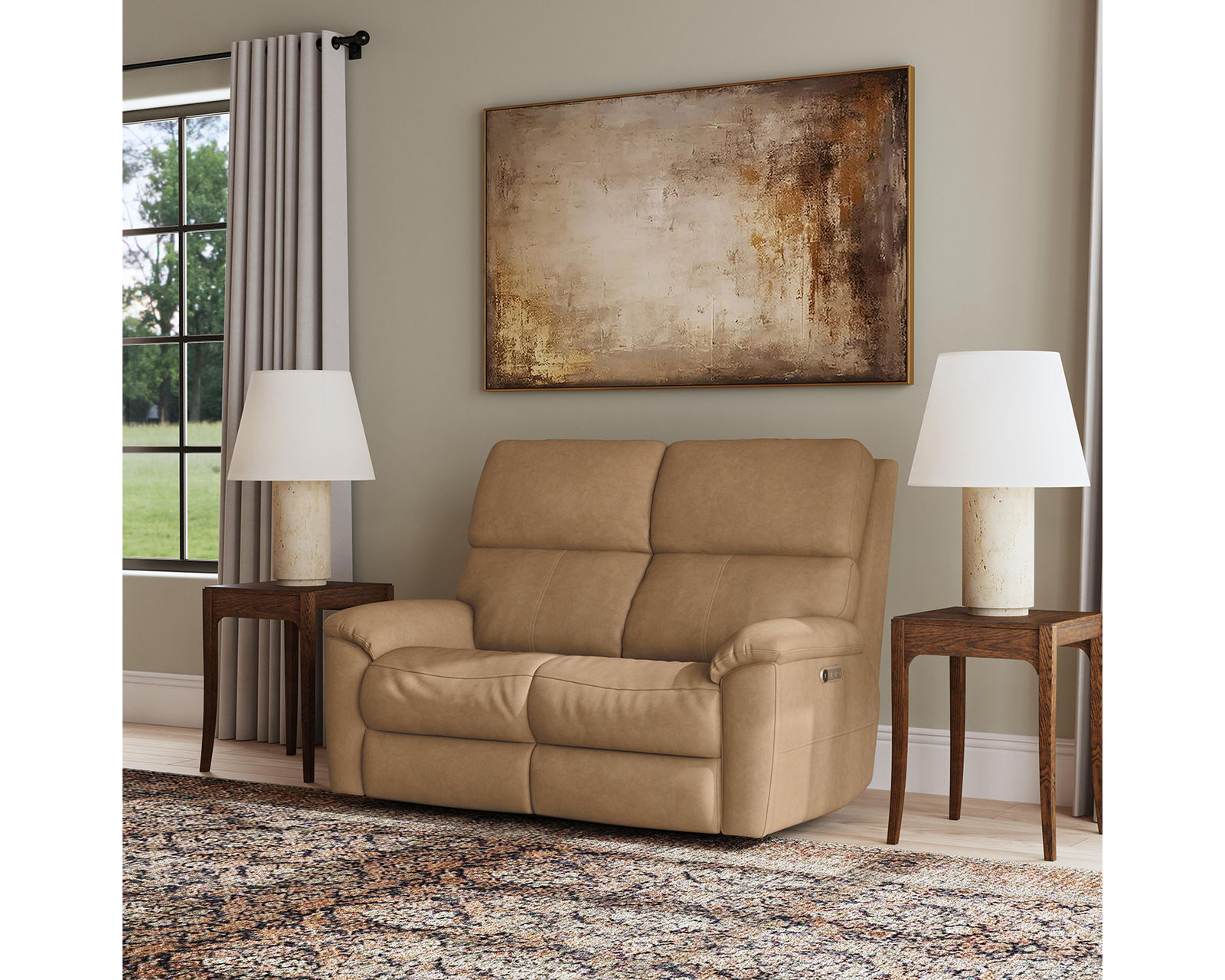 Porter Triple Power Reclining Sofa with Drop Down Table (+15 leathers) - Porter Triple Power Leather Reclining Loveseat