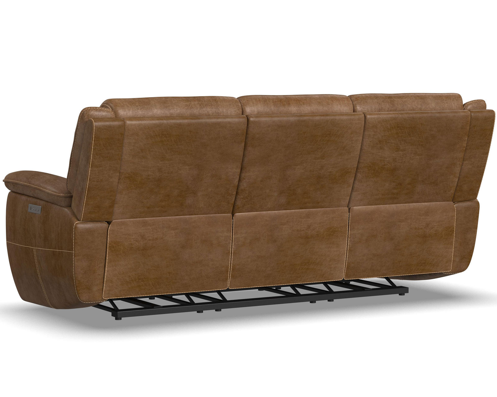 Beau 1011 Power Headrest Power Reclining Sofa (Caramel faux leather fabric) 89" - in stock - Beau Power Reclining Sofa with Power Headrests