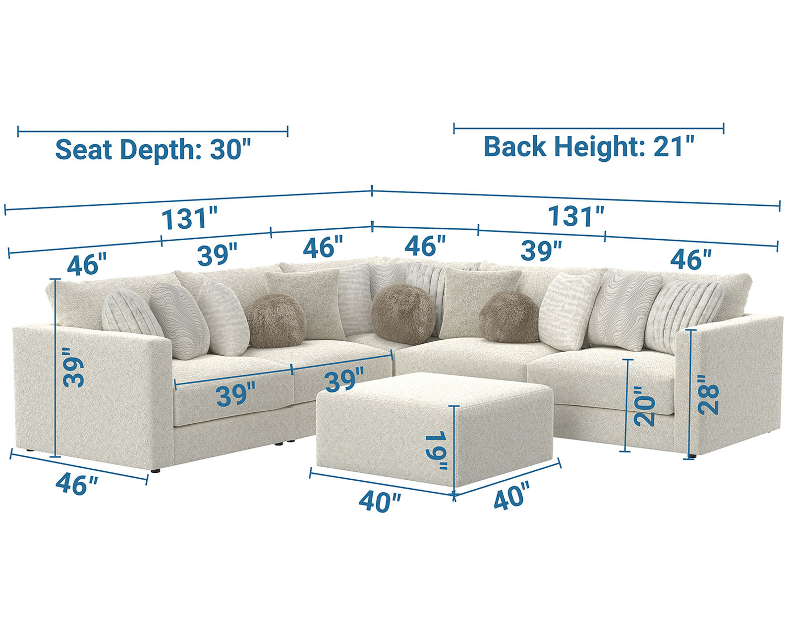 Ritzy 2235 Modular Sectional (includes all pillows) - Where American Craftsmanship Meets Everyday Comfort.