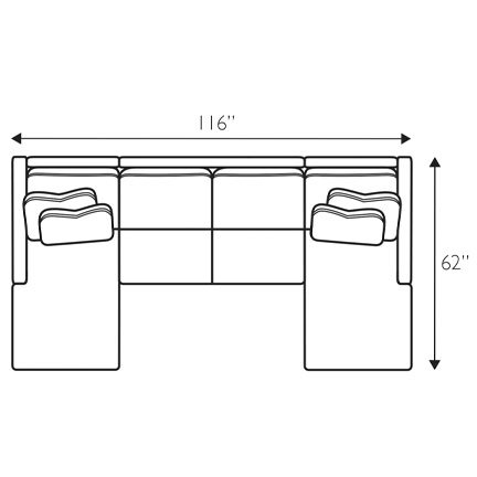 Layout F: Three Piece Sectional 116" x 62"