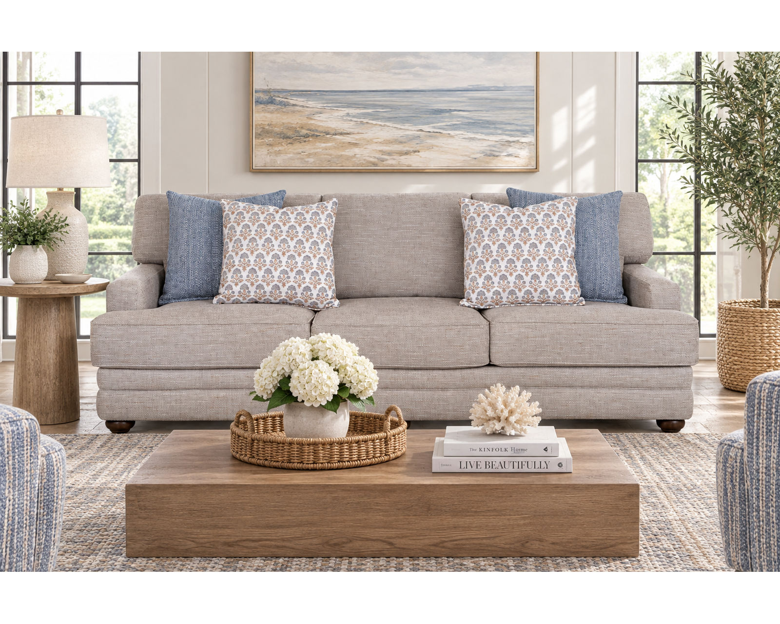 Imari 100" Extra-Wide Sofa (Grand in Scale. Effortless in Comfort) - Shown in Durable Polyester Color Stone