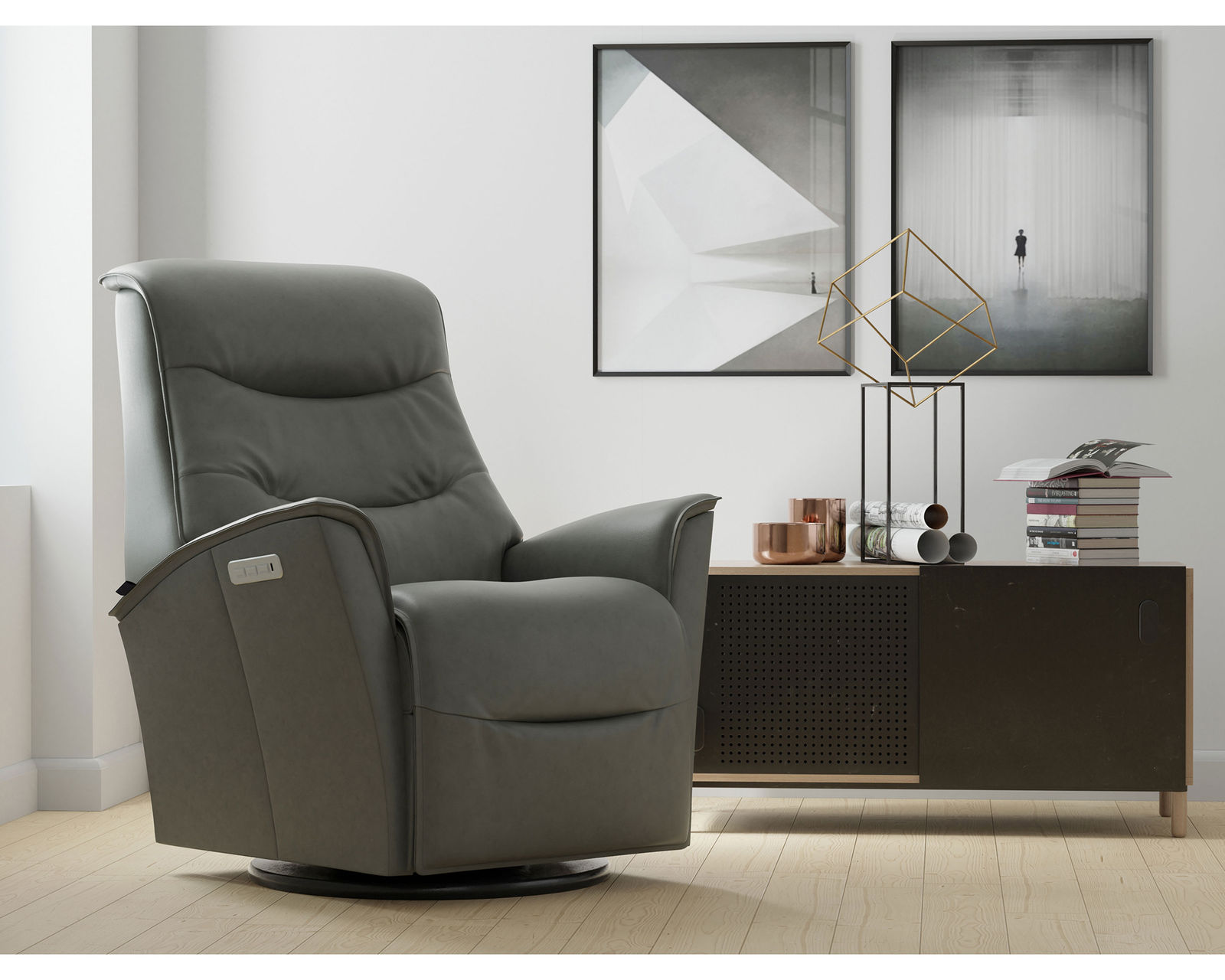 Dallas Triple Power Swivel Glider Recliner Stout (In stock - Fast shipping) - TOP GRAIN LEATHER - IN STOCK - FAST FREE SHIPPING