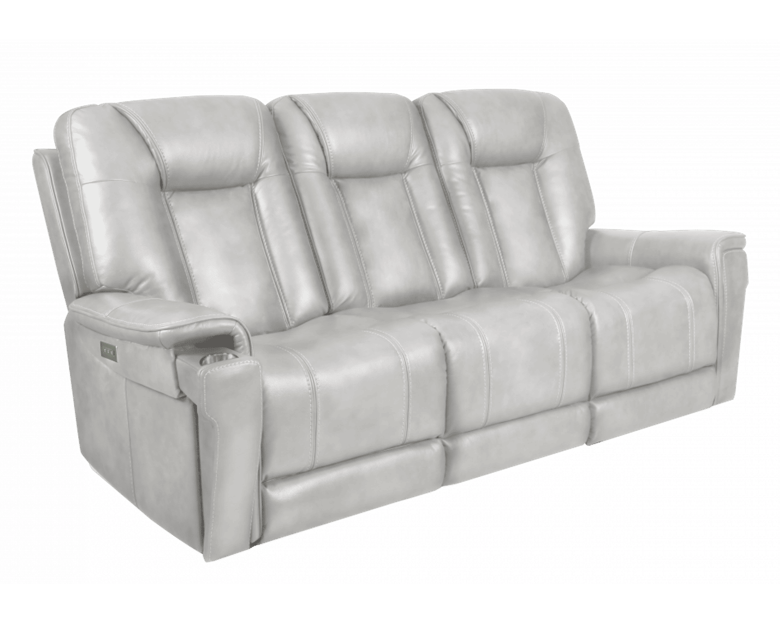  Sanibel 88" Sofa w/Power Recline, Power Head Rests & Power Lumbar (Lay Flat) Storm Leather (In stock) - Also available in leather color Dove