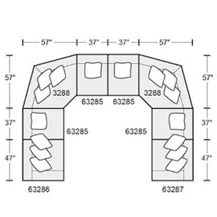 Layout K: Eight Piece Sectional 141" x 188" x 141" (4 recliners)