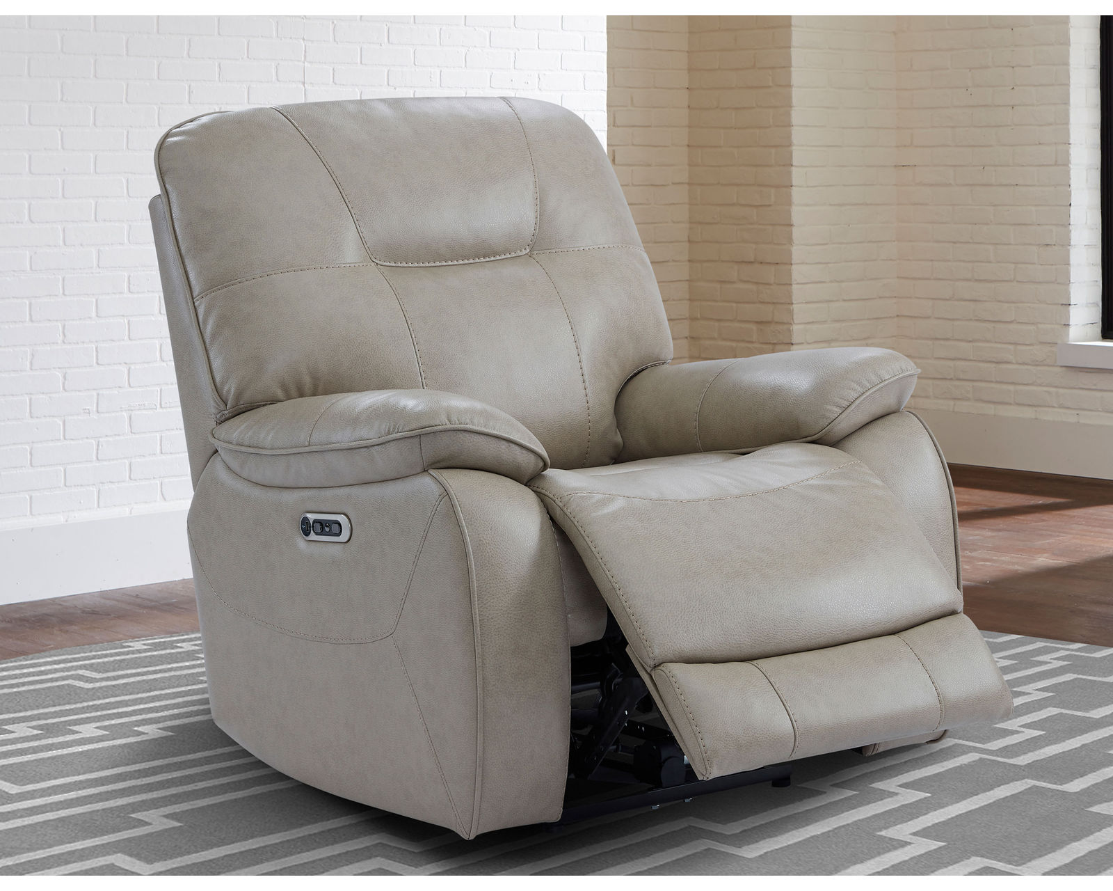 Axel Power Headrest Power Recliner in Parchment (In stock) - Axel Power Headrest Power Recliner in Parchment (Leather like fabric)