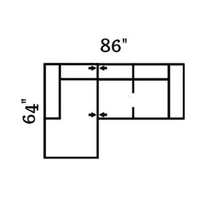 Layout E: Two Piece Sectional 64" x 86"