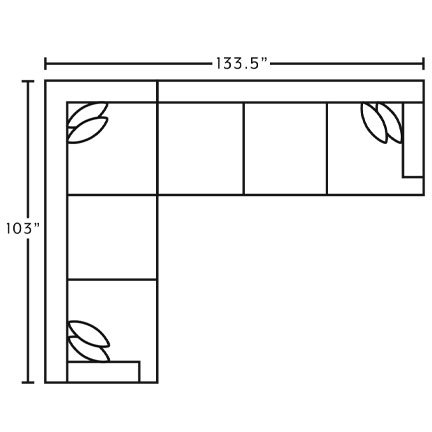 Layout A: Two Piece Sectional 103" x 133.5"