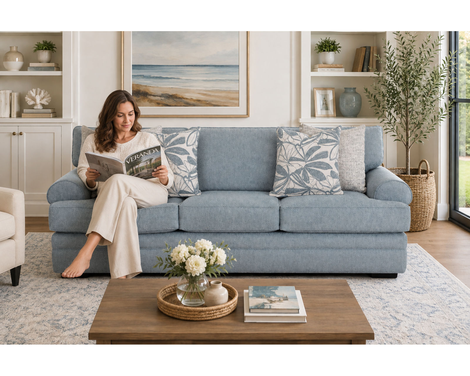 Morgan 97" Sofa (Coastal-Inspired Style. Relaxed Comfort) - Designer Style Without the Designer Price.