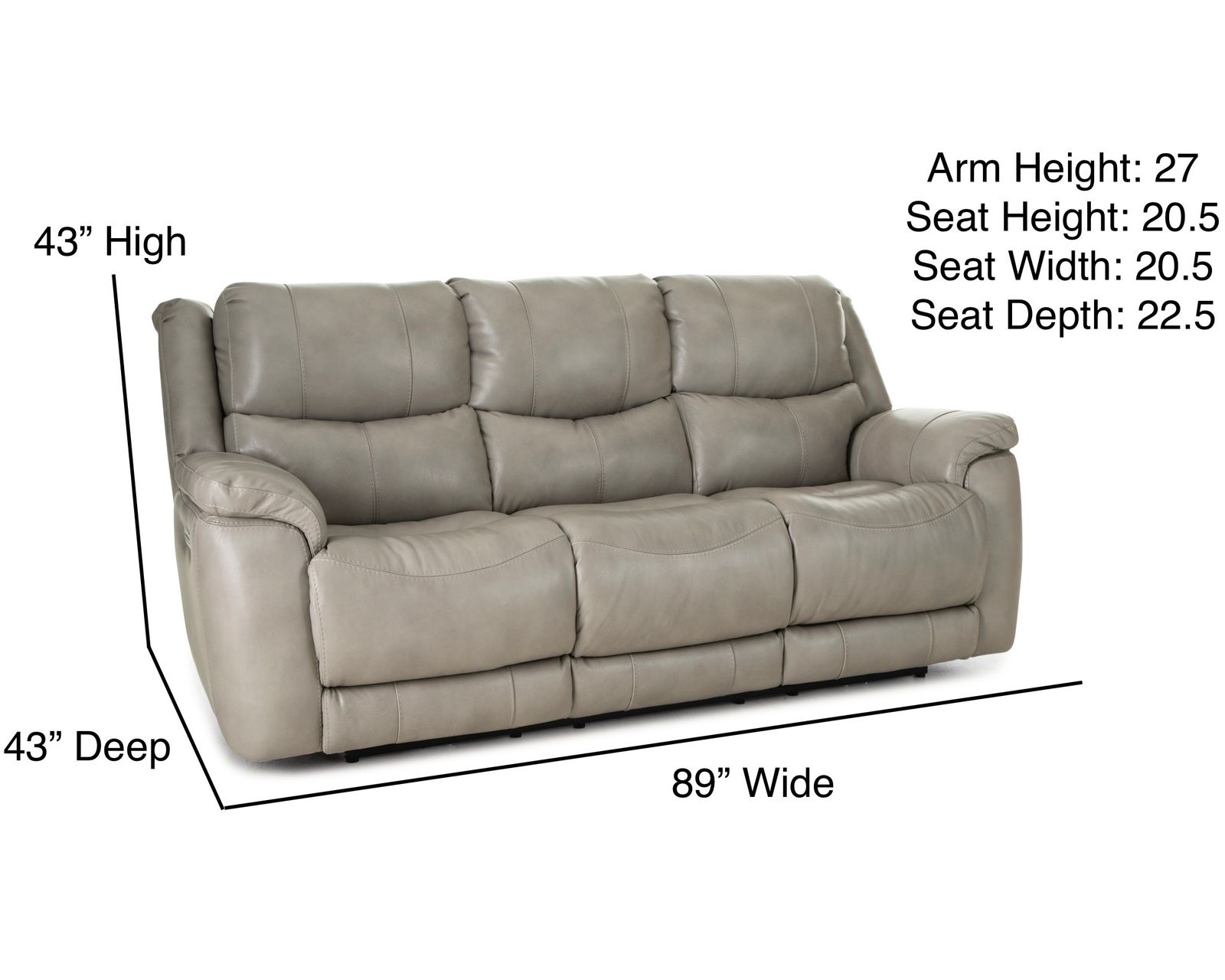 Idris 89" Zero Gravity Triple Power Reclining Sofa Mushroom (In stock) - Idris 89" Zero Gravity Triple Power Reclining Sofa