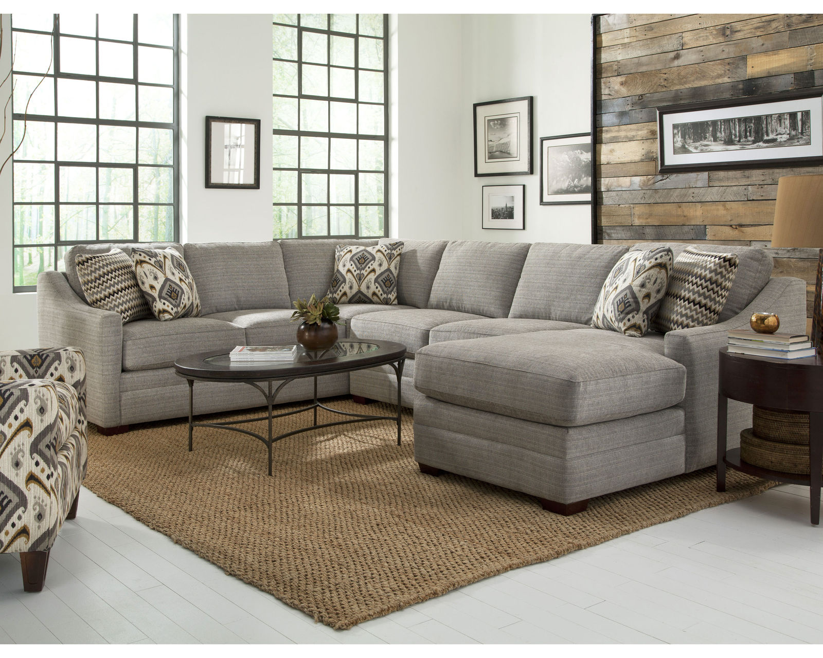 F9 Stationary Sectional (100+ Performance fabrics) Make it Yours - Sectional Layout H: Track arms with Knife Edge Cushion