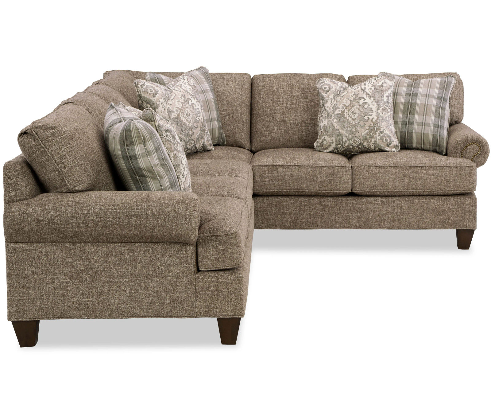 C9 Sleeper Sectional (+100 Performance fabrics) Make it Yours - Sleeper Sectional Layout D: Panel Arms (With Nailheads), Knife Edge Back with Tapered Legs