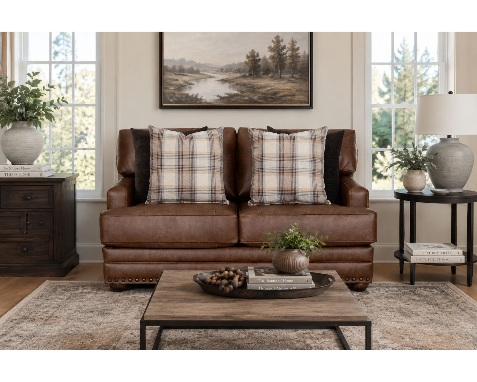Felix 100" Extra-Wide Sofa (Leather Character. Refined Comfort) - Designer-Curated Rooms Made Easy.