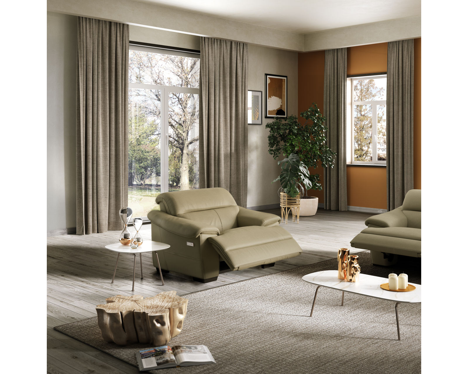 Potenza 96" Triple Power Reclining Sofa (+50 leathers) - Potenza Triple Power Recliner