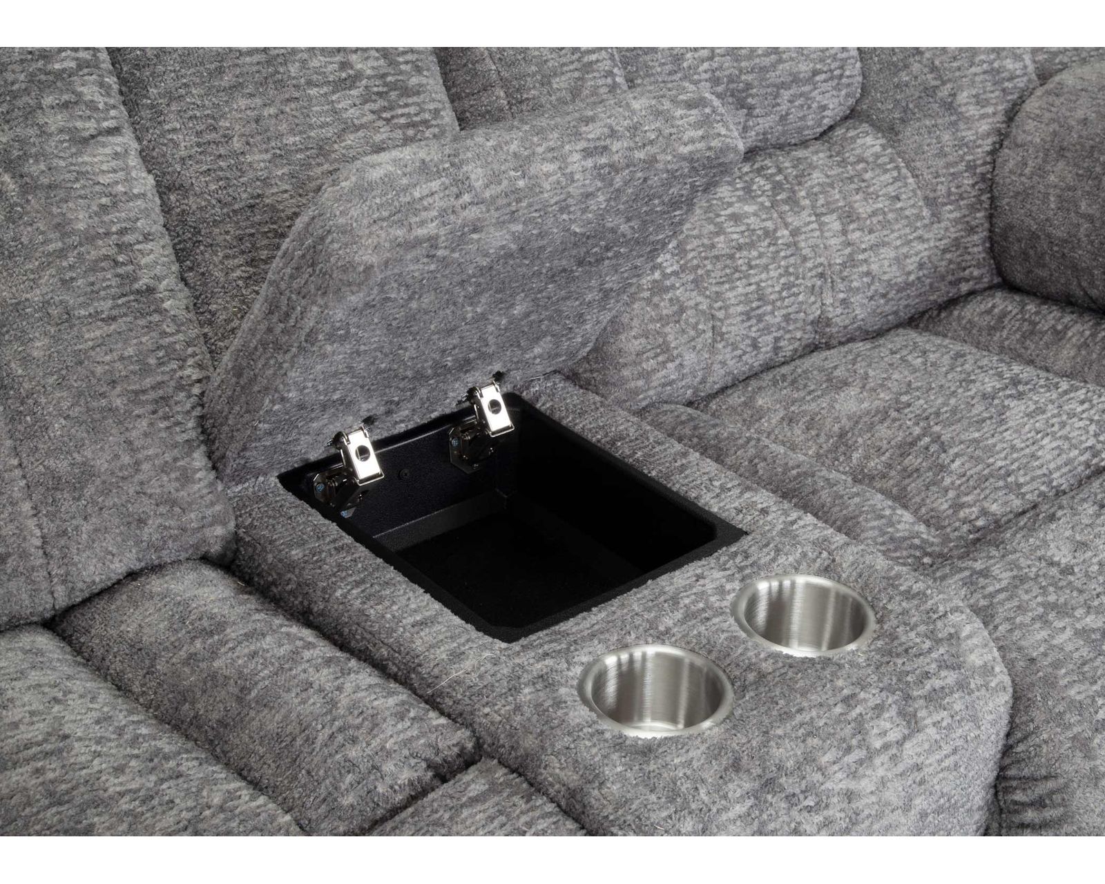 Hayworth 95" Reclining Sofa Ash (Luxury Comfort Without the Price) - Center Console Features Metal Cupholders and Storage