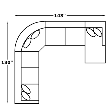 Layout K: Four Piece Sectional 130" x 143"