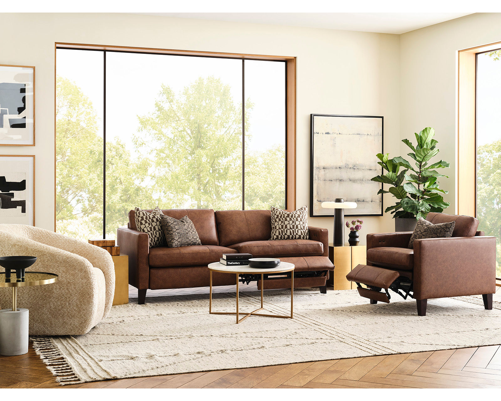 Traftly Mid-Century Power Incliner Leather Chair (+40 leathers) - Traftly Incliner Leather Sofa