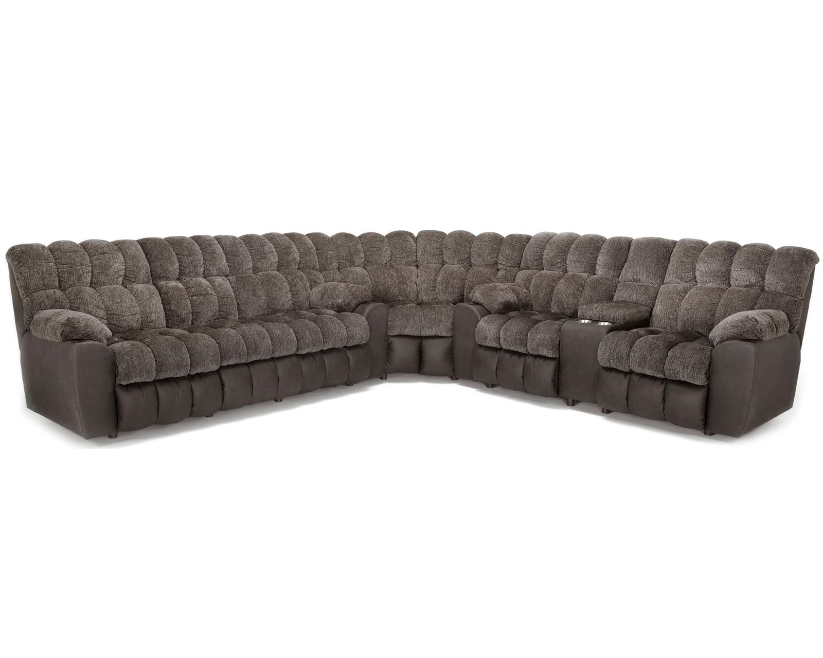 Westwood 341 Three-Piece Reclining Sectional (Big Comfort. Built-In Convenience. Made for the Whole Family) 4 recliners - Layout C: Three Piece Sectional 150" x 143"