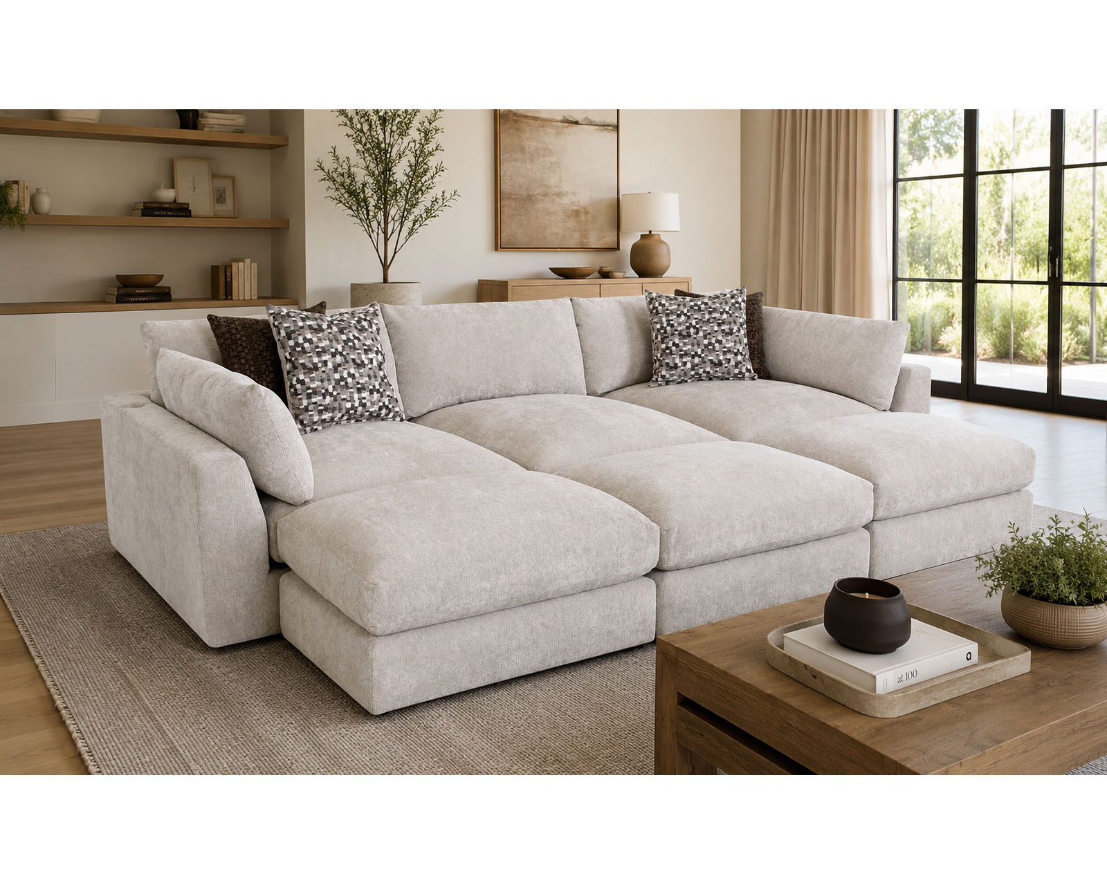 Pollock 965 Modular EXTRA Deep Seating Sectional (So Deep, It’s Almost a Bed) - Shown in Durable Polyester Color Linen
