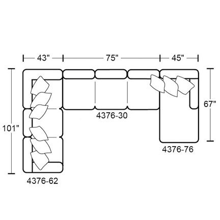 Layout G: Three Piece Sectional 101" x 163" x 67"