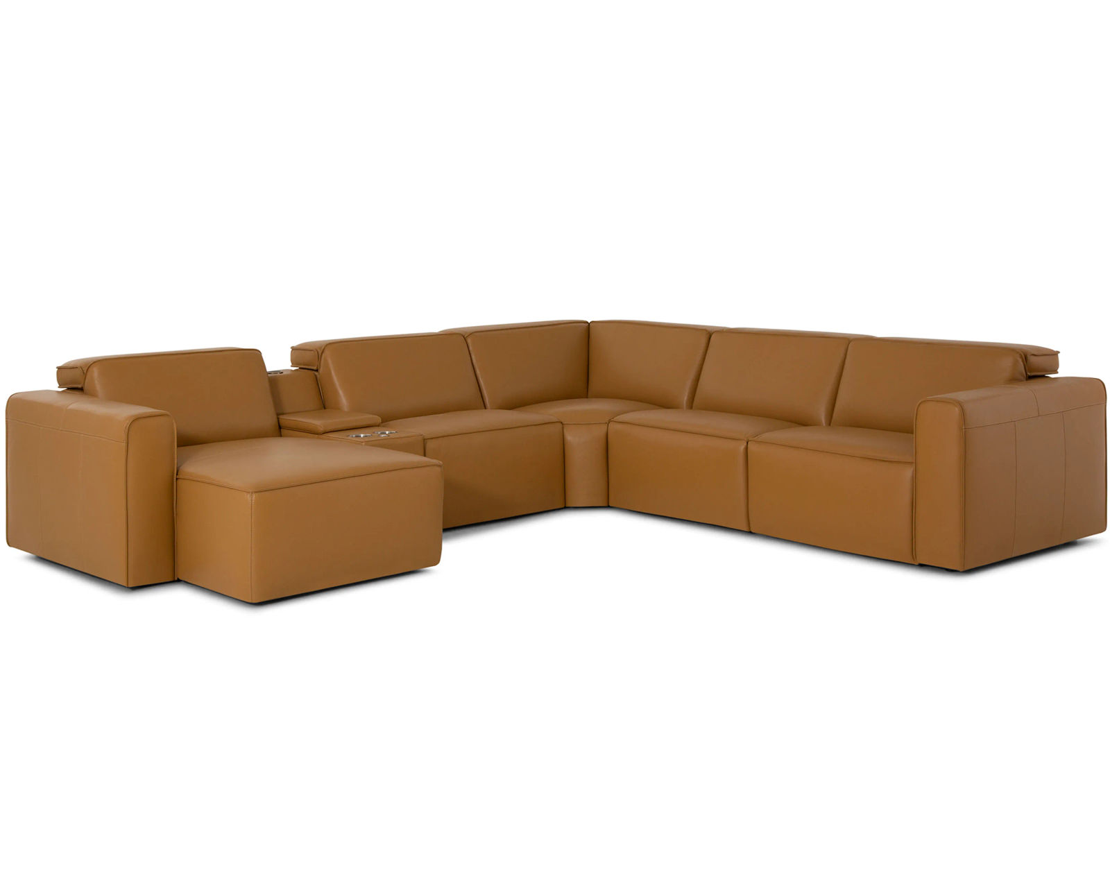 Colton 44007 Power Headrest Power Reclining Sectional (+100 leathers) - Layout F: Six Piece Chaise Reclining Sectional 62" x 135" x 122"