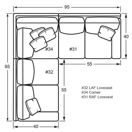 Layout C: Three Piece Sectional 95" x 95"