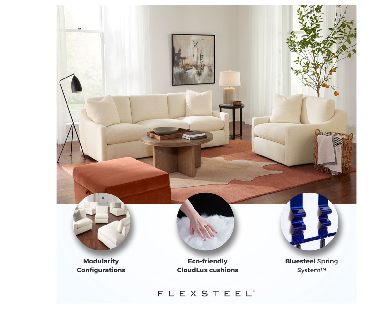 Sky 5511 Sofa (hypoallergenic down-like cushion) +100 fabrics (89") - Sky Collection