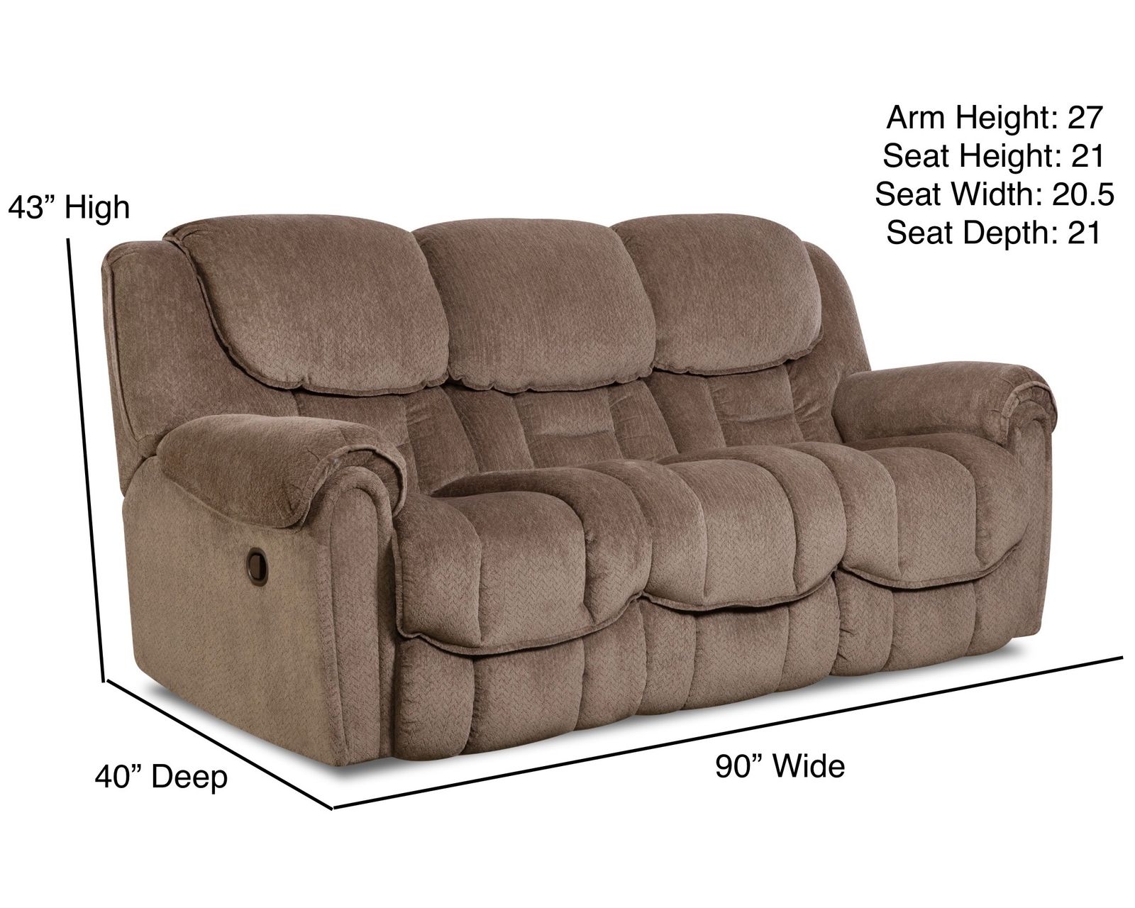 Fallon 90" Double Reclining Sofa Brown (In stock) - Fallon Double Power Reclining Sofa