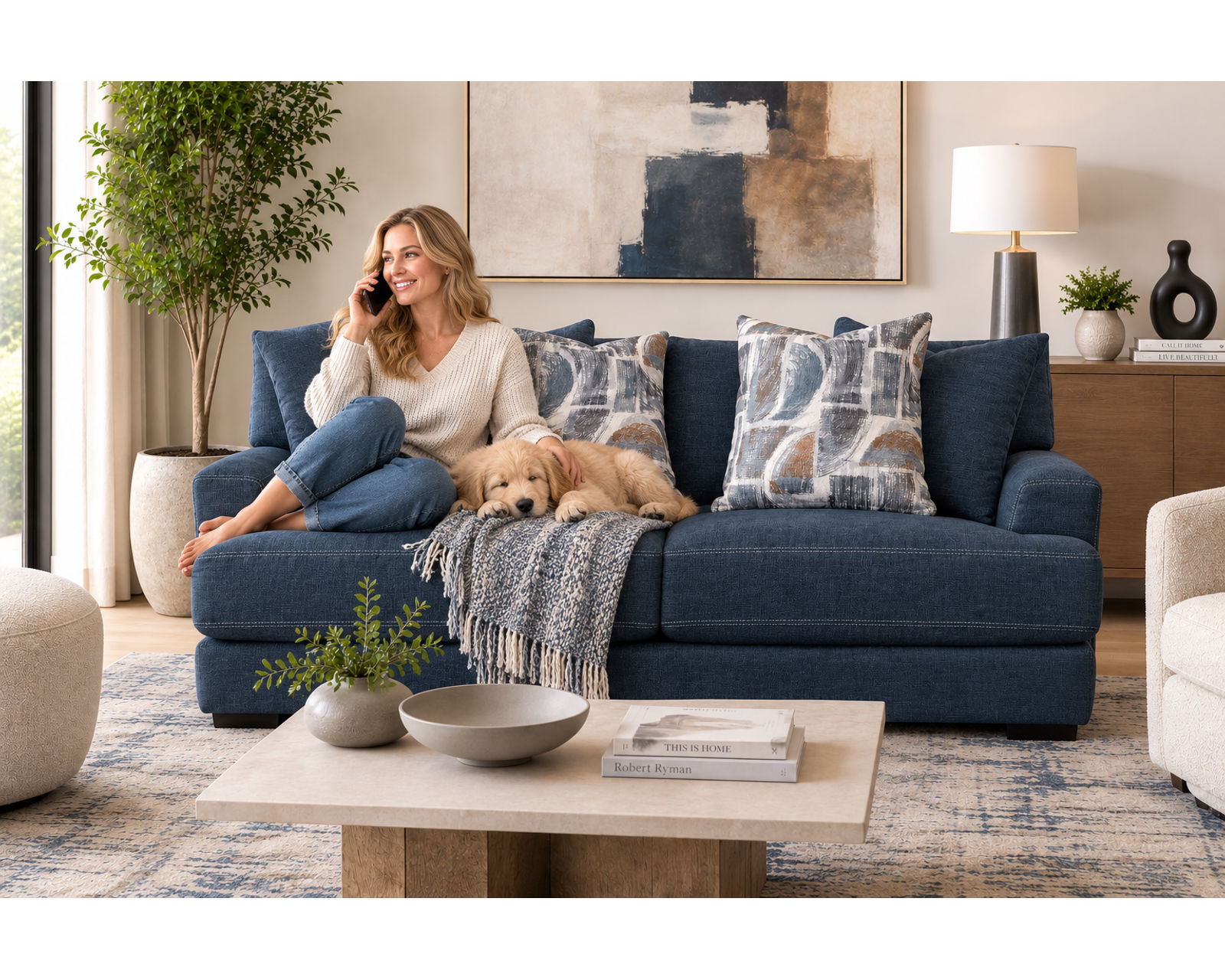 Camden 87" Casual Modern Sofa (Relaxed Modern Style. Deep Comfort) - Designer Style Without the Designer Price.