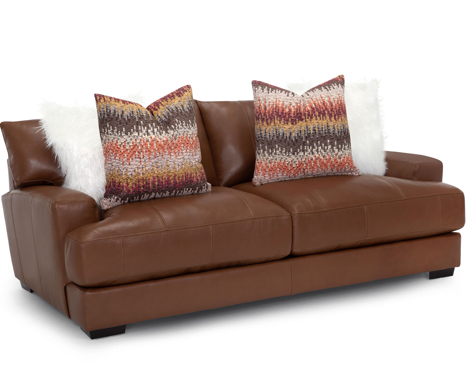 Gia 909 Leather Stationary Sofa (87") Includes Pillows - Take an Extra 25% off This Sofa