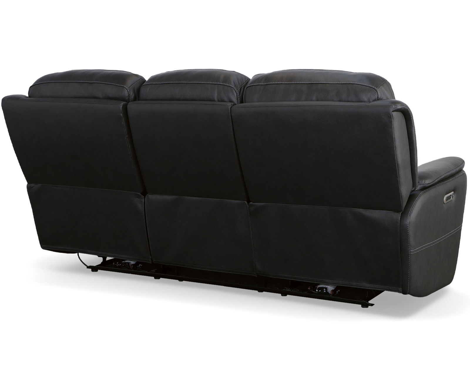 Crew Power Reclining Loveseat with Console, Power Headrests & Lumbar (Black leather) in stock - Crew Power Reclining Sofa with Power Headrests & Lumbar
