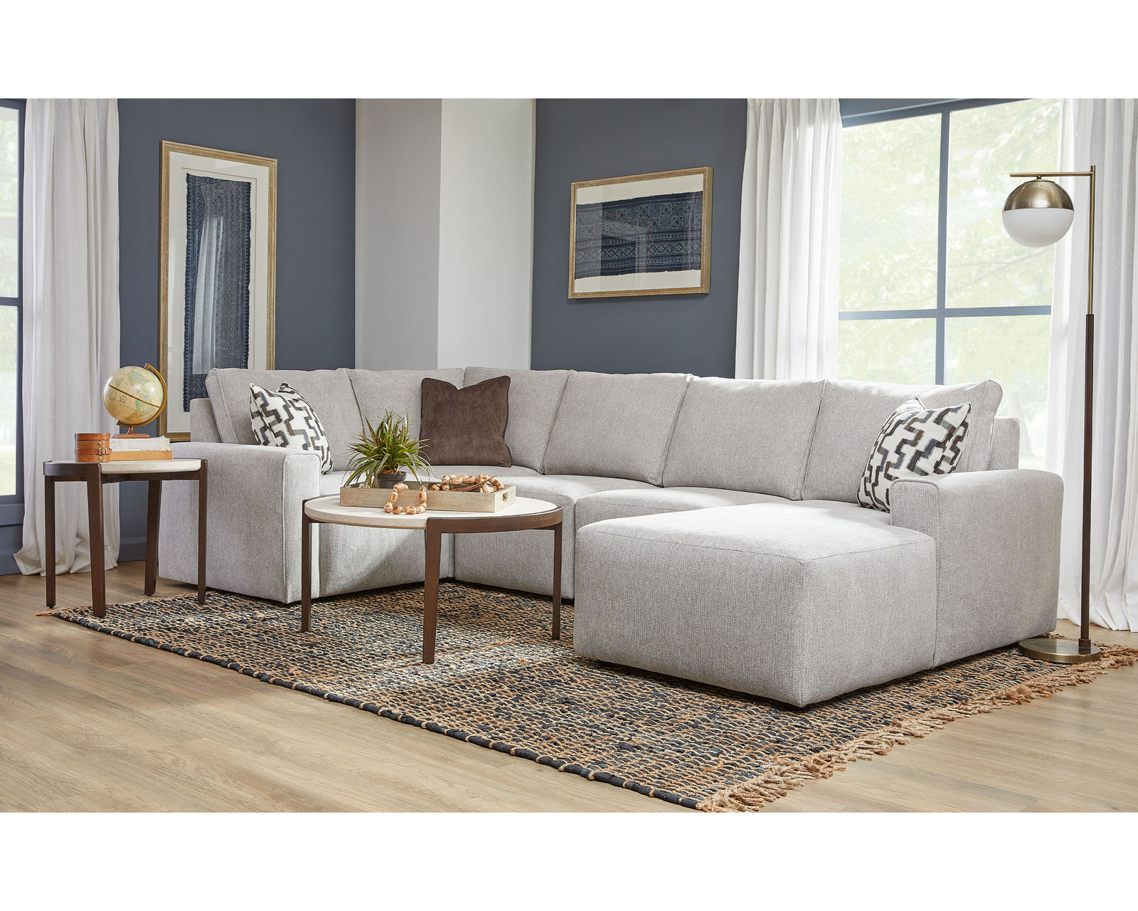Dawson Stationary Sectional (+100 fabrics) - Layout B: Five Piece Sectional 99" x 98" x 68"