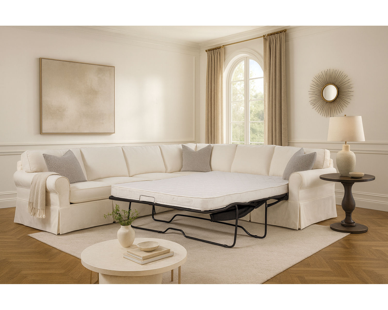 Bedford Slipcover Queen Sleeper Sectional (+69 fabrics) - Layout B:  Two Piece Slipcover Sectional 94" x 117"