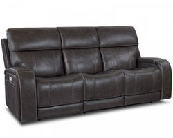 Glenwood 88" Leather Sofa w/Power Recline, Power Head Rests &amp; Power Lumbar (Lay Flat) Steel - In stock