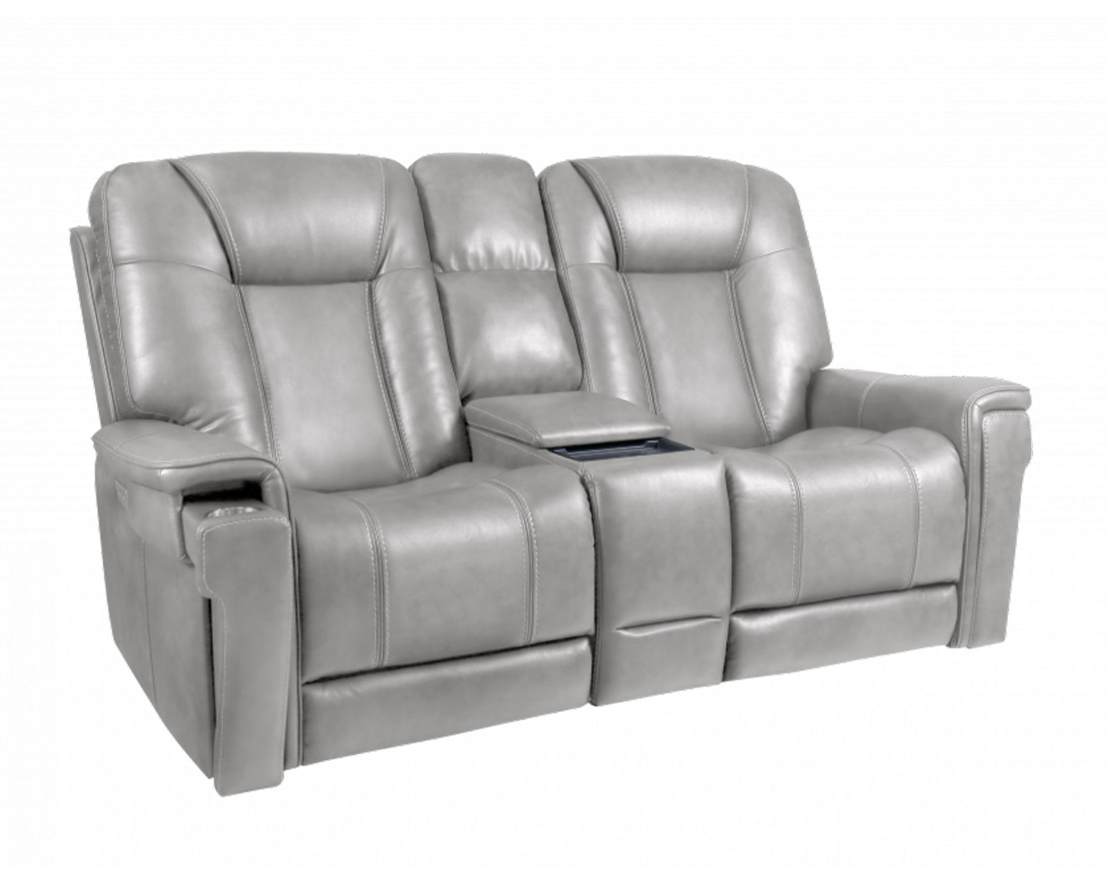  Sanibel 88" Sofa w/Power Recline, Power Head Rests & Power Lumbar (Lay Flat) Dove Leather (In stock) - Sanibel Console Loveseat w/Power Recline, Power Head Rests, Power Lumbar & Wireless Charger (Lay Flat)