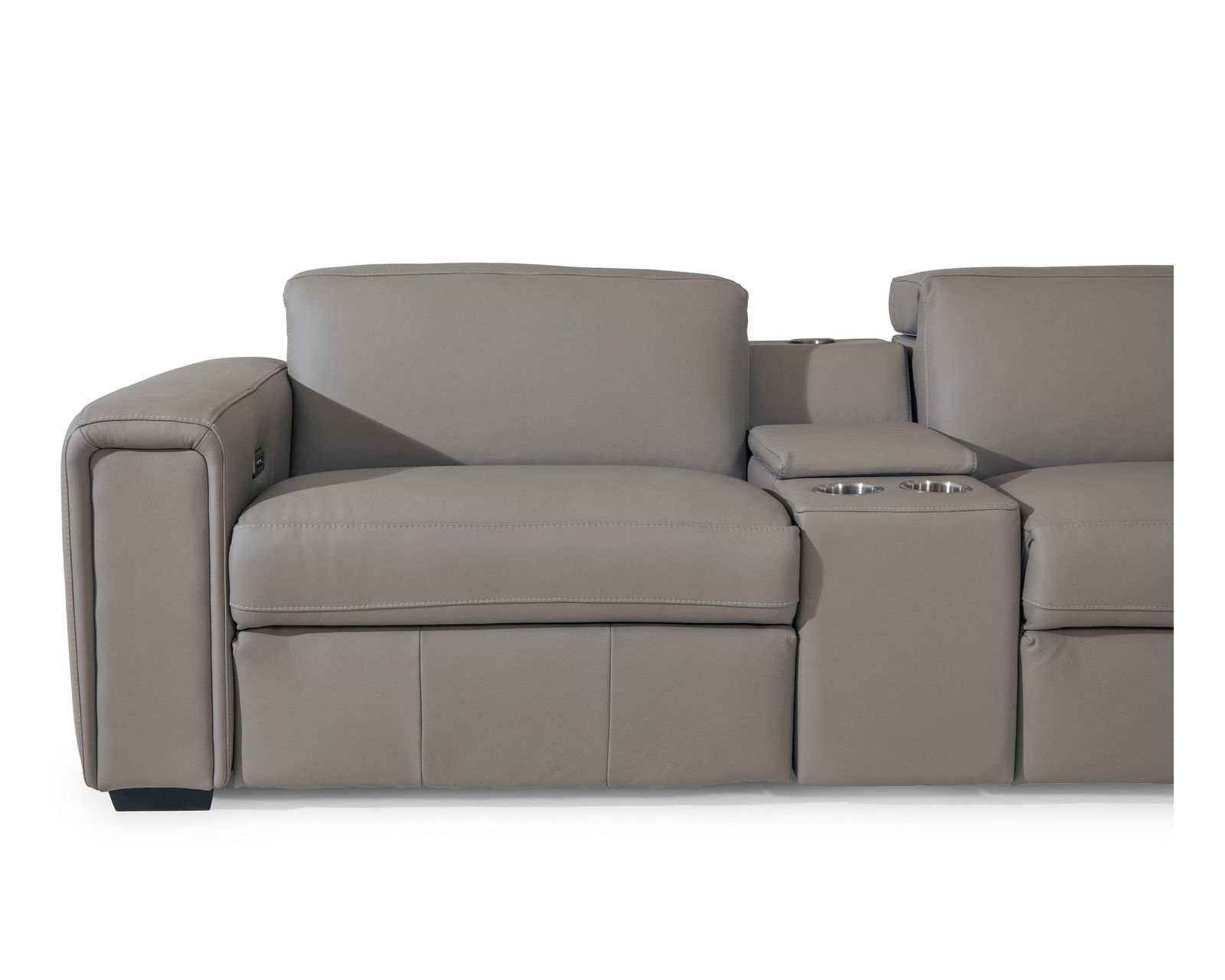 Titan 44004 Power Headrest Power Reclining Sectional (+100 leathers) - Left Arm Facing Recliner with Entertainment Console