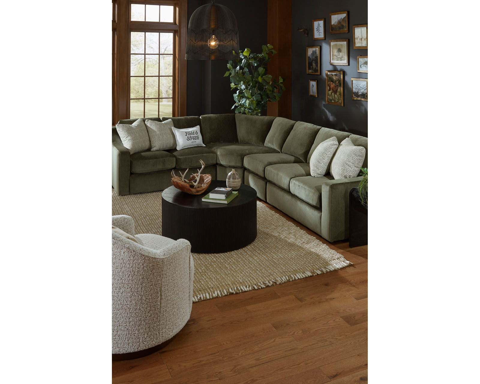 🎣 Caverra Stationary Sectional (+65 fabrics) - Layout E: Four Piece Sectional 105" x 129"
