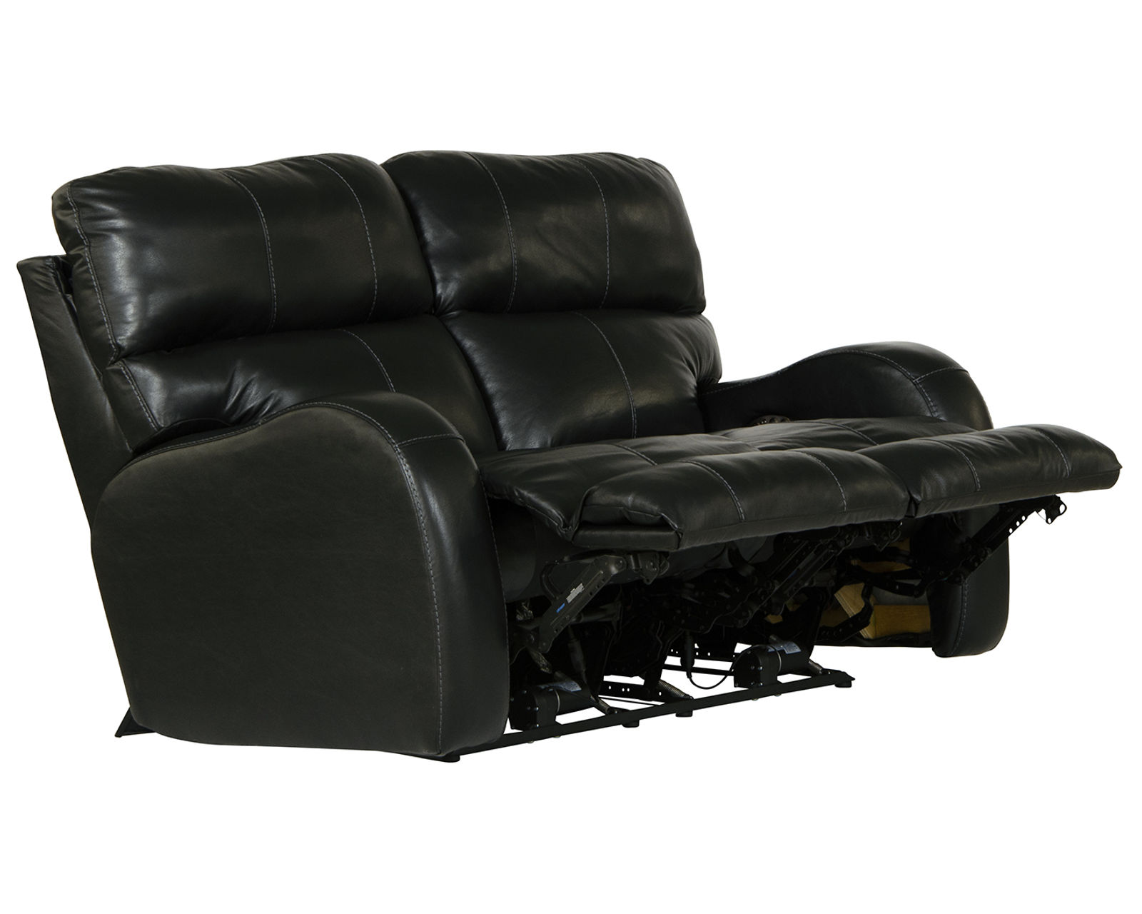 Angelo 83" Lay Flat Power Headrest Power Reclining Leather Sofa (two colors) - Shown in Italian Leather Color Black