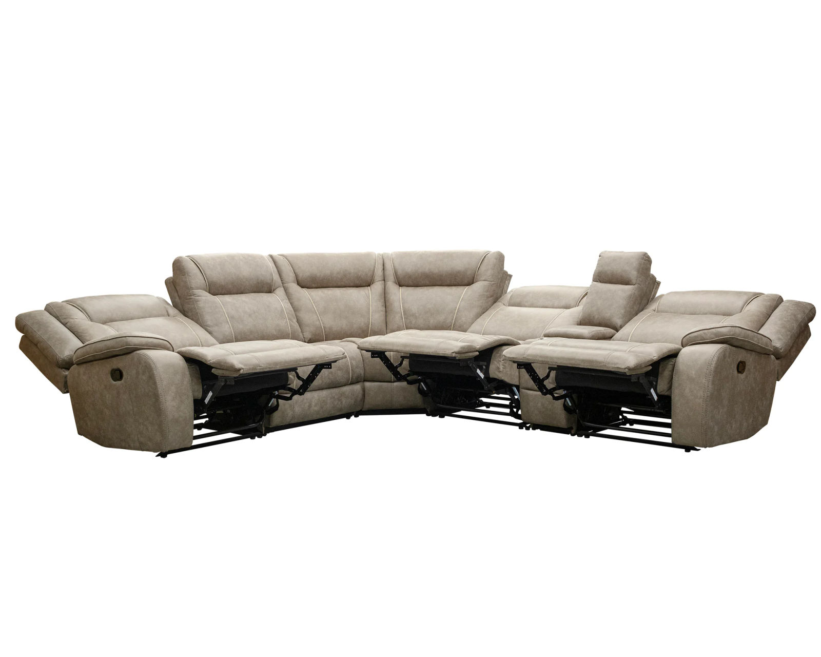 Blake Reclining Sectional (Performance fabric) In stock - Fast shipping - Layout A: Six Piece Reclining Sectional 113" x 126" (3 Recliners) 