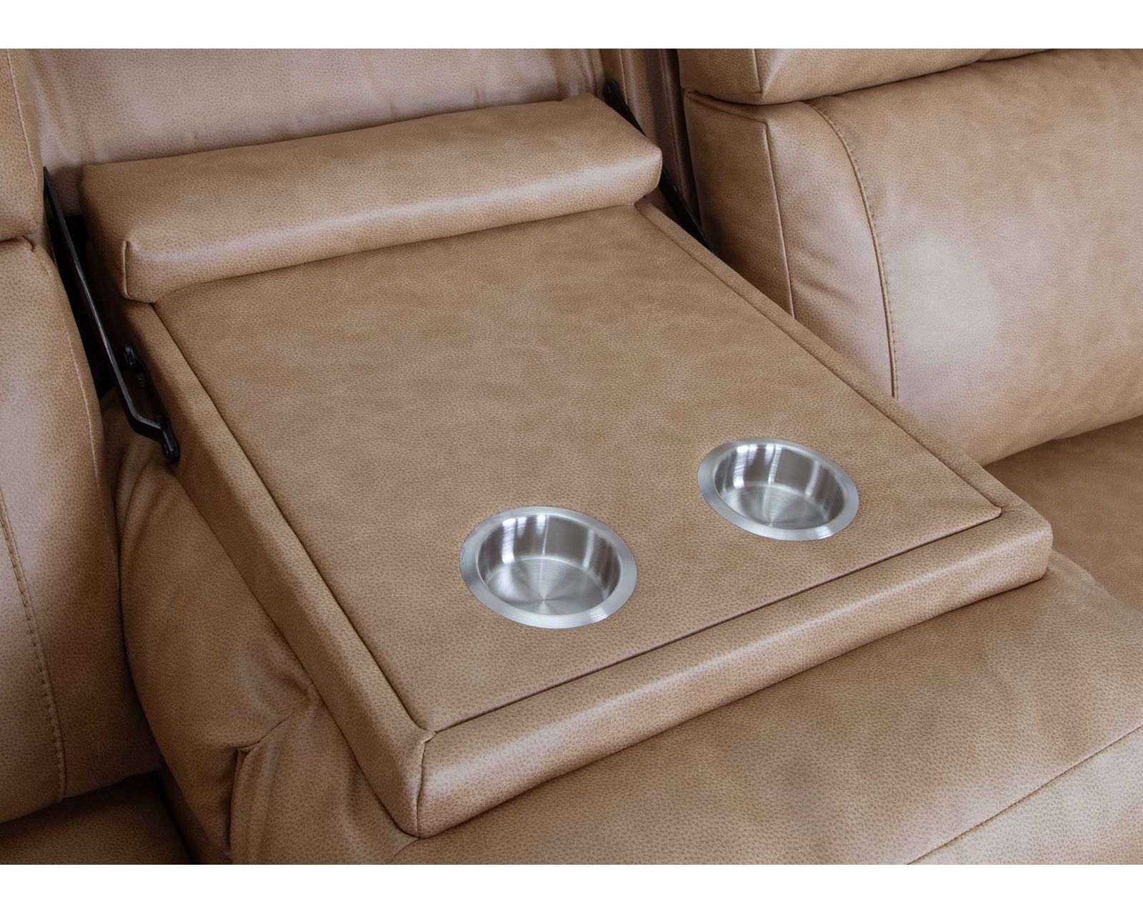 Parker 91" Reclining Sofa with Drop-Down Table & Cupholders (Refined Style. Personalized Comfort. Available Neori™ Air Massage) - Includes Center Drop Down Table with Metal Cupholders