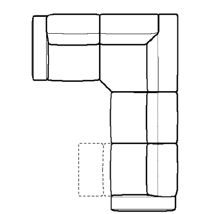 Layout D: Four Piece Sectional 94" x 128" (1 recliner)