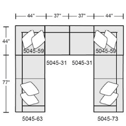 Layout H: Six Piece Sectional 121" x 162" x 121"