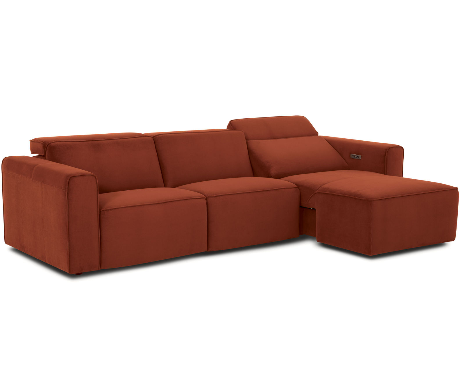 Colton 44007 Power Headrest Power Reclining Sectional (+50 fabrics) - Layout E: Three Piece Chaise Reclining Sectional 117" x 62" 