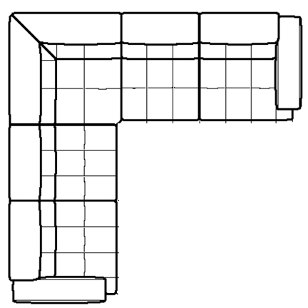 Layout E: Five Piece Sectional 118" x 118"