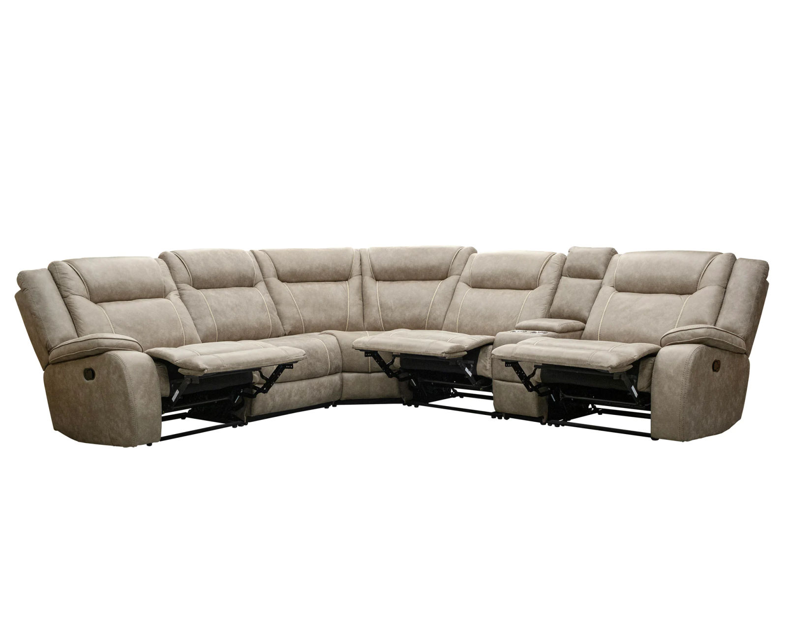 Blake Reclining Sectional (Performance fabric) In stock - Fast shipping - Layout A: Six Piece Reclining Sectional 113" x 126" (3 Recliners) 