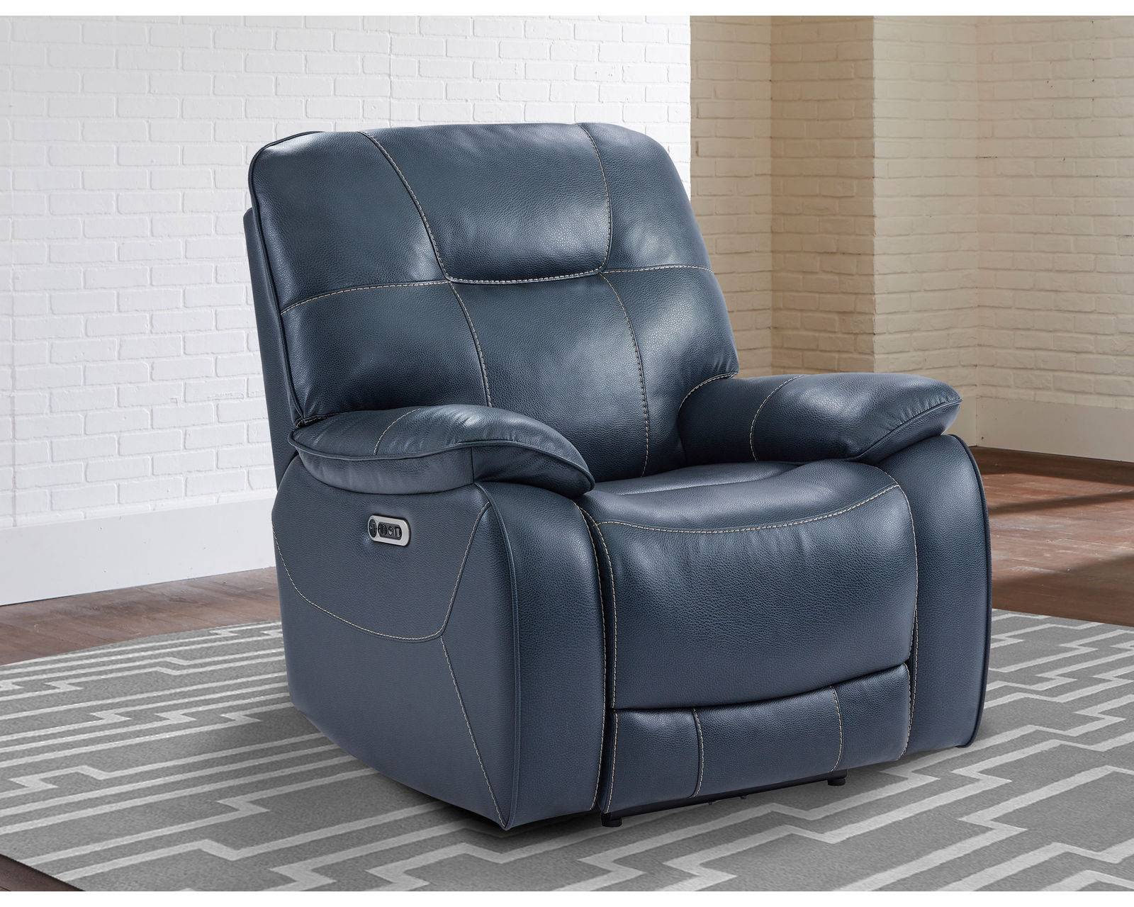 Axel Power Headrest Power Recliner in Admiral (In stock) - Axel Power Headrest Power Recliner in Admiral (Leather like fabric)