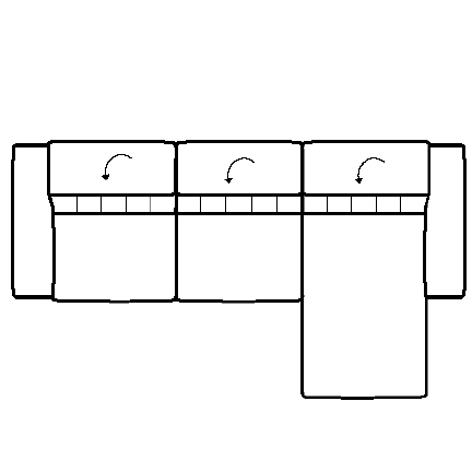 Layout C: Three Piece Sectional 119" x 68" (1 recliner)